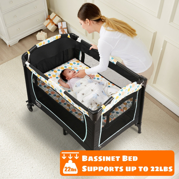 4-in-1 Convertible Portable Baby Playard with Changing Station-BlueCostway Gallery View 5 of 11
