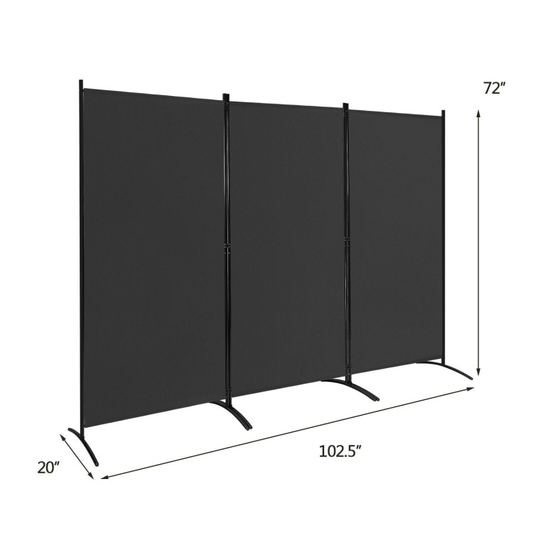 3-Panel Room Divider Folding Privacy Partition Screen for Office Room-BlackCostway Gallery View 4 of 12
