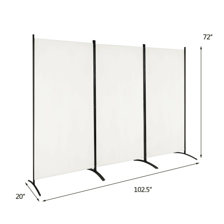 3-Panel Room Divider Folding Privacy Partition Screen for Office Room-WhiteCostway Gallery View 4 of 12