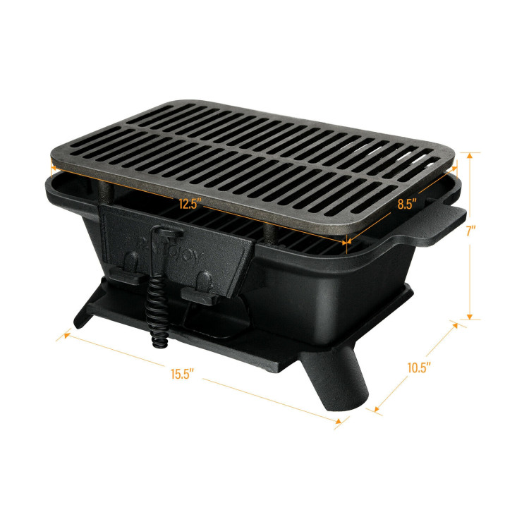 Heavy Duty Cast Iron Tabletop BBQ Grill Stove for Camping PicnicCostway Gallery View 4 of 12