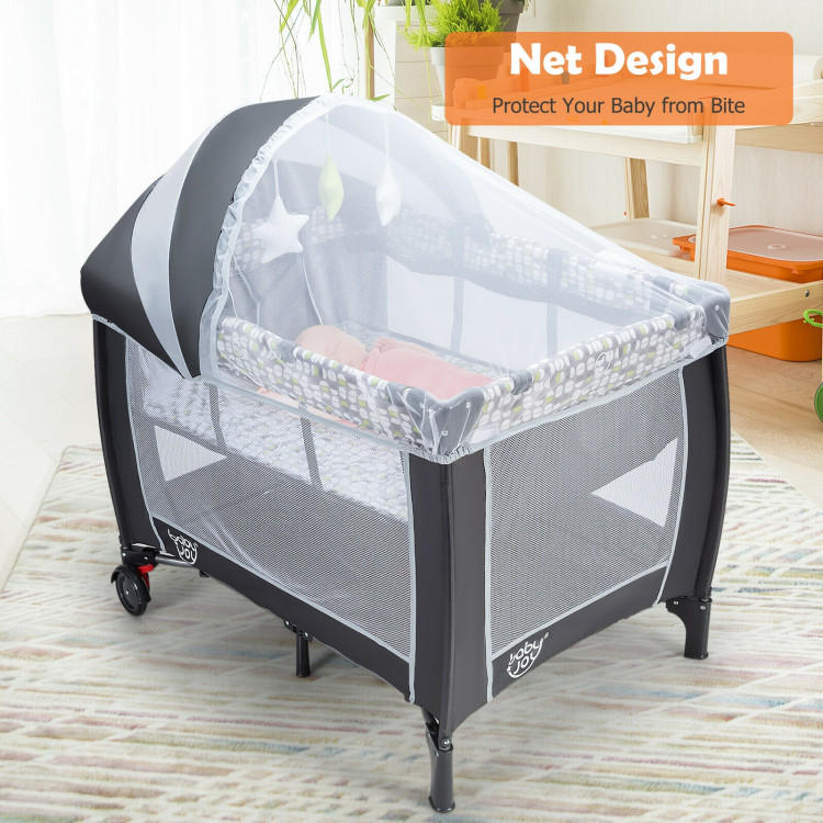 4-in-1 Portable Baby Playard with Changing Station and NetCostway Gallery View 17 of 17