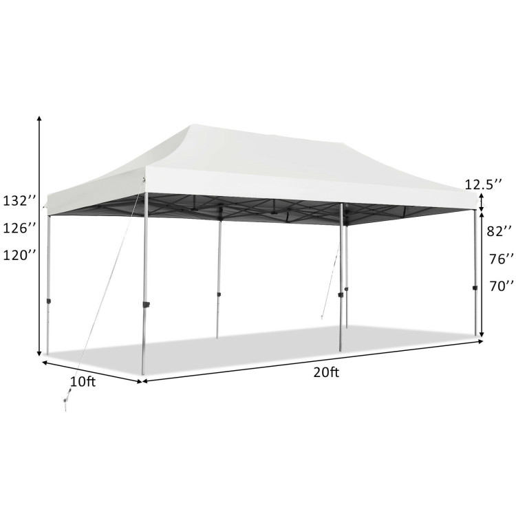 10 x 20 Feet Adjustable Folding Heavy Duty Sun Shelter with Carrying Bag-WhiteCostway Gallery View 4 of 12