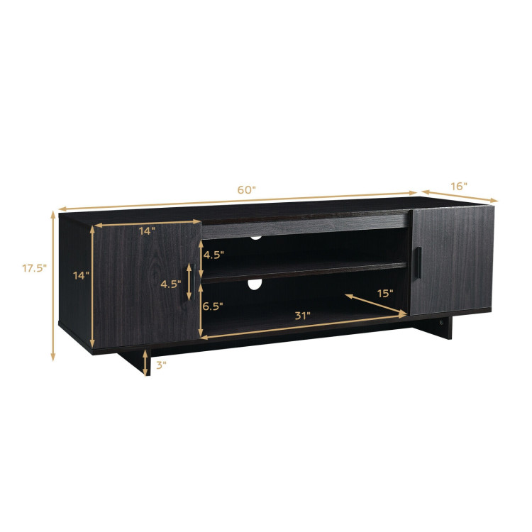 Modern Wood Universal TV Stand for TV up to 65 Inch with 2 Storage CabinetsCostway Gallery View 4 of 9