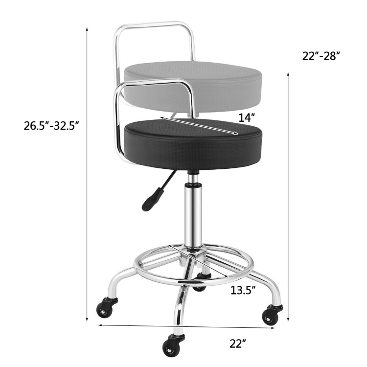 Pneumatic Work Stool Rolling Swivel Task Chair Spa Office Salon with Cushioned Seat-BlackCostway Gallery View 1 of 12