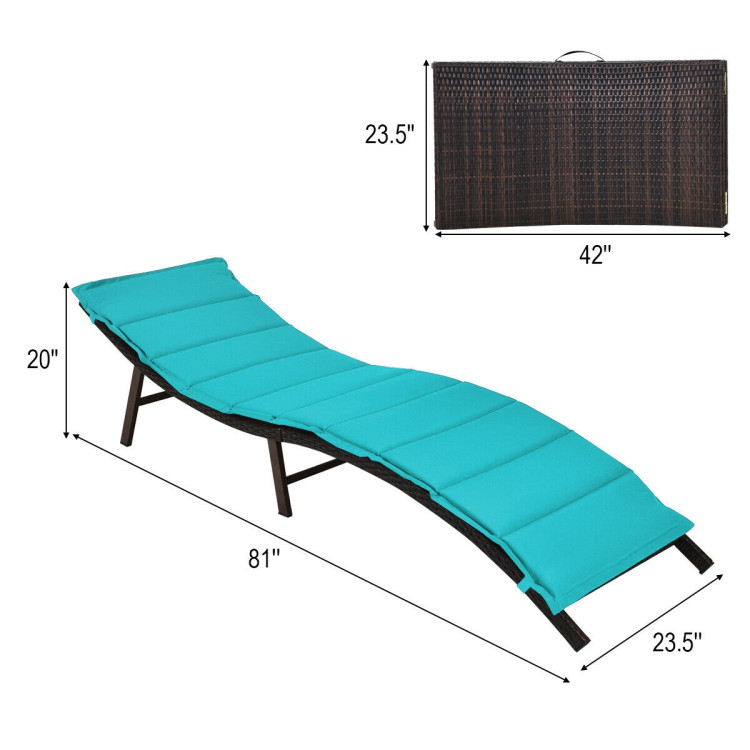 2 Pieces Folding Patio Lounger Chair - Gallery View 5 of 13