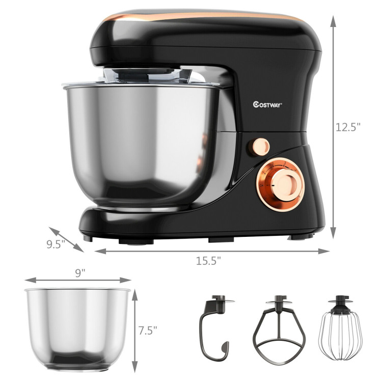 5.3 Qt Stand Kitchen Food Mixer 6 Speed with Dough Hook Beater-BlackCostway Gallery View 5 of 12