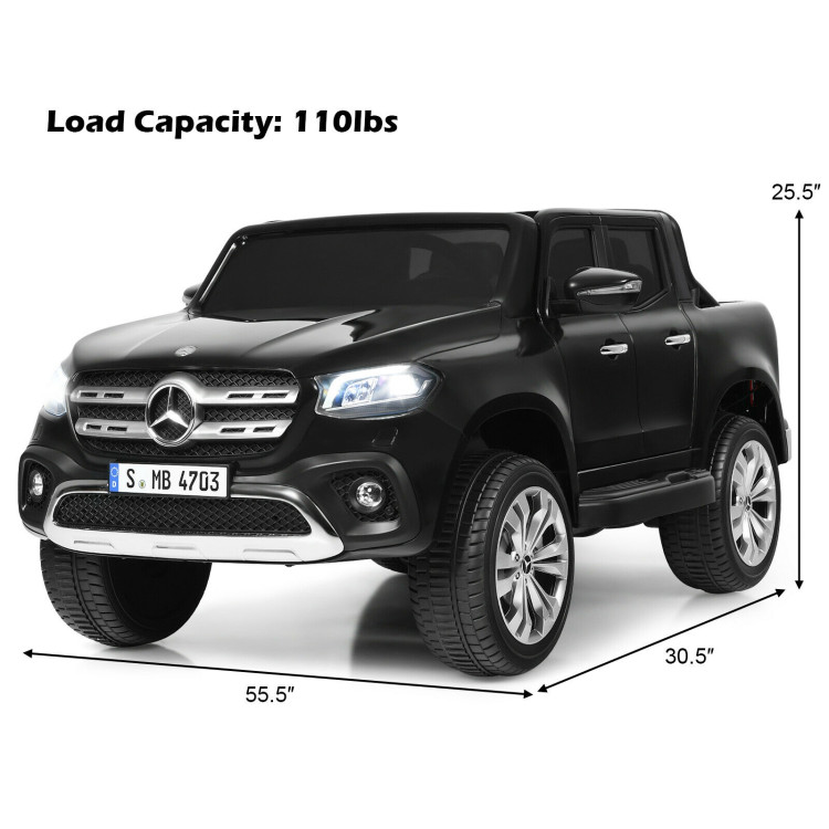 12V 2-Seater Kids Ride On Car Licensed Mercedes Benz X Class RC with Trunk-BlackCostway Gallery View 5 of 13