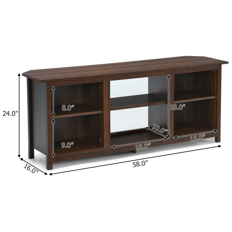 2 Tier Farmhouse Universal TV Stand for TV's up to 65 Inch Flat Screen-BrownCostway Gallery View 5 of 13