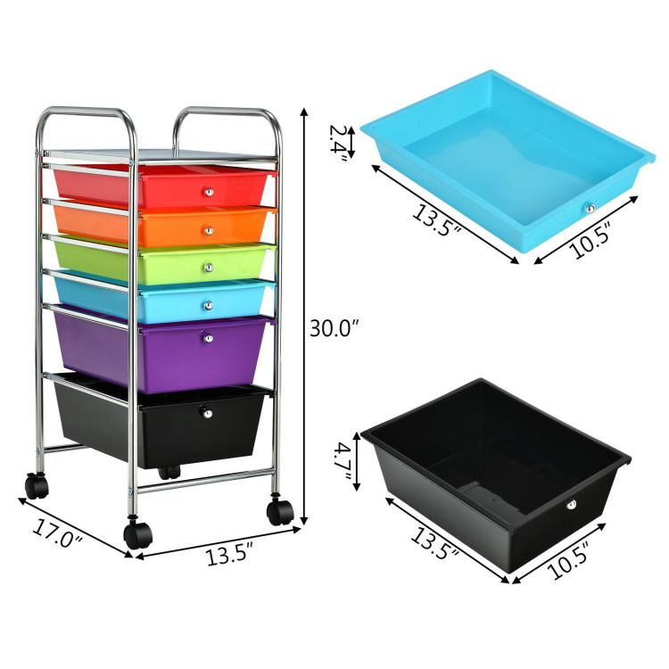 6 Drawers Rolling Storage Cart Organizer-MulticolorCostway Gallery View 5 of 13