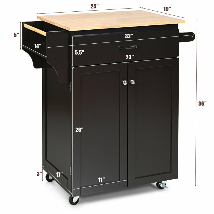 Utility Rolling Storage Cabinet Kitchen Island Cart with Spice Rack-BrownCostway Gallery View 4 of 12
