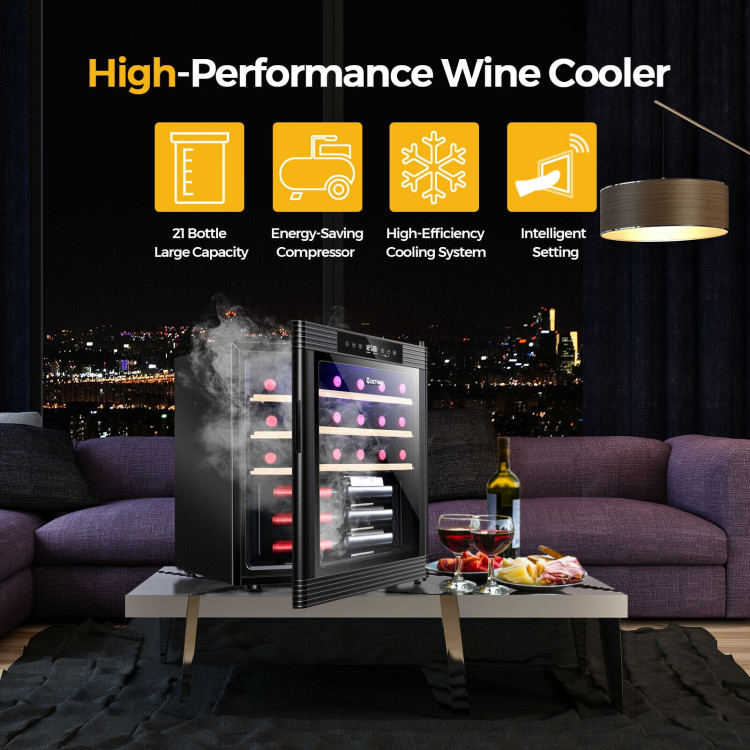 21 Bottle Compressor Wine Cooler Refrigerator with Digital Control Costway Gallery View 7 of 10