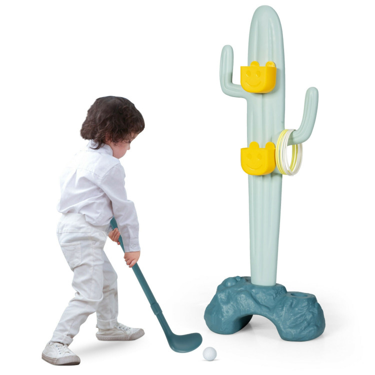 3-in-1 Cactus Toy Stand Sports Activity Center with Golf and Ring-TossCostway Gallery View 2 of 12