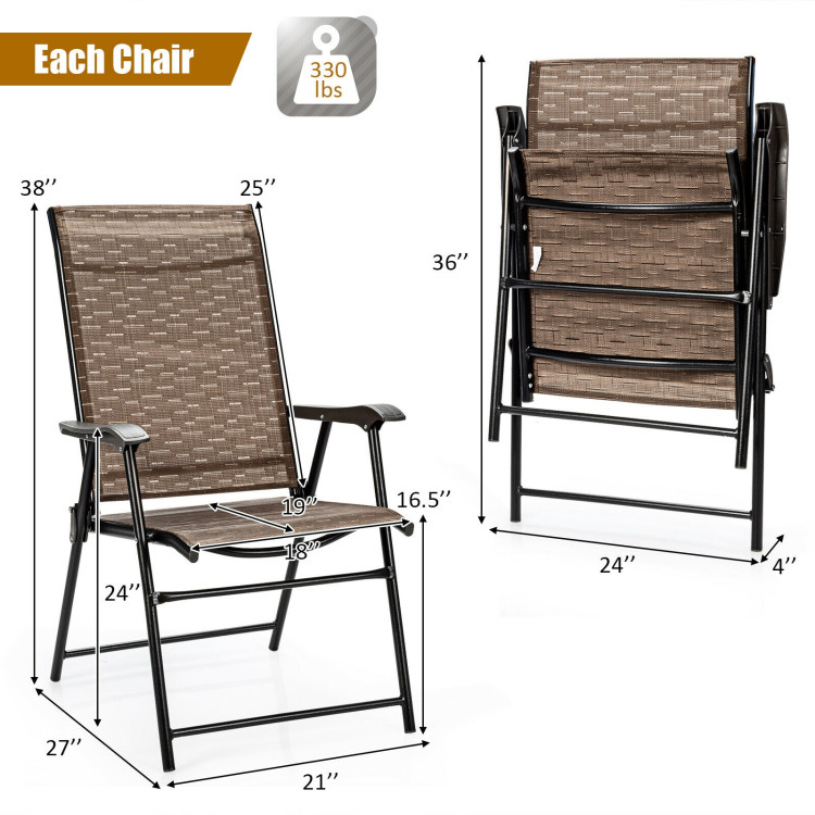 2 Pieces Outdoor Patio Folding Chair with Armrest for Camping GardenCostway Gallery View 5 of 12
