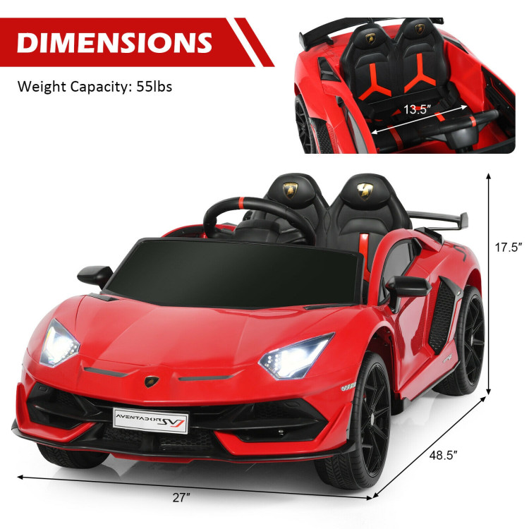 12V Licensed Lamborghini SVJ RC Kids Ride On Car with Trunk and Music-RedCostway Gallery View 4 of 12