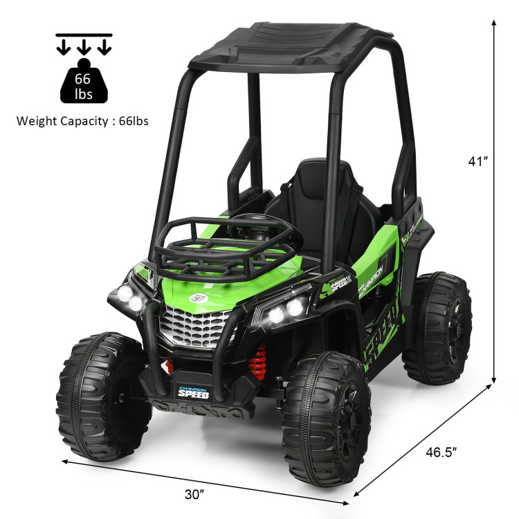 12V Kids RC Electric Ride On Off-Road UTV Truck with MP3 and Light-GreenCostway Gallery View 4 of 12