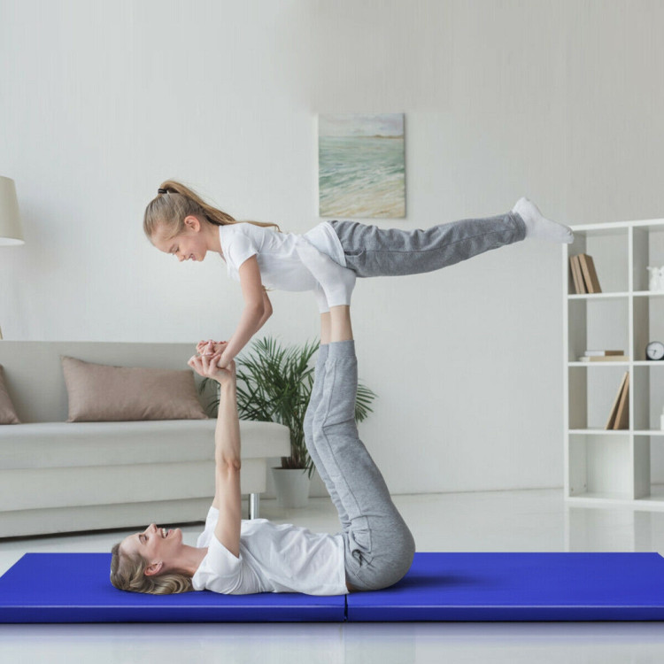 6 x 2 Feet Gymnastic Mat with Carrying Handles for Yoga-BlueCostway Gallery View 3 of 6