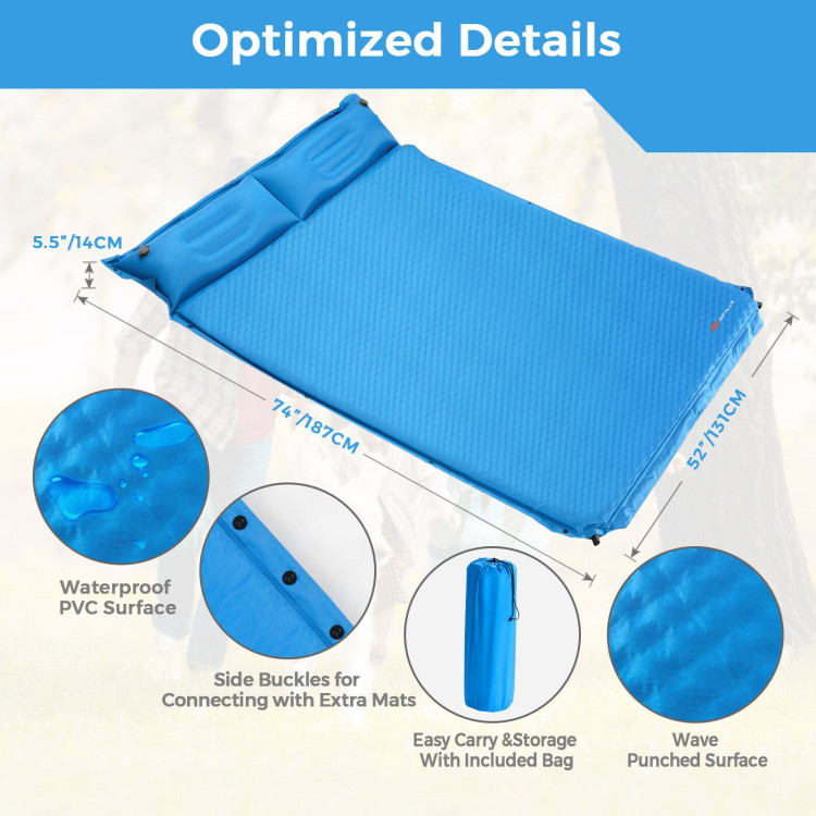 Self-Inflating Camping Outdoor Sleeping Mat with Pillows BagCostway Gallery View 8 of 10