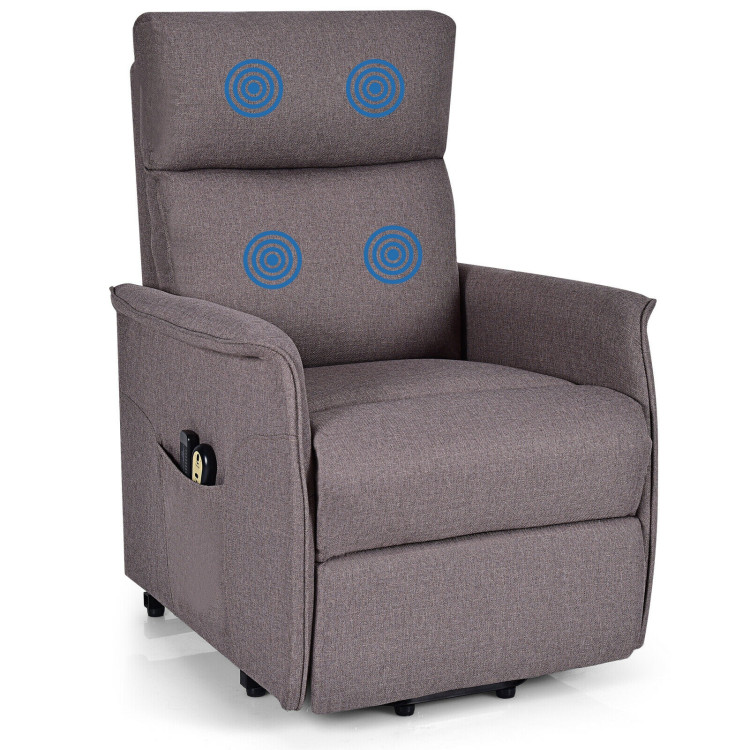 Power Lift Massage Recliner Chair for Elderly with Heavy Padded Cushion-BeigeCostway Gallery View 9 of 12