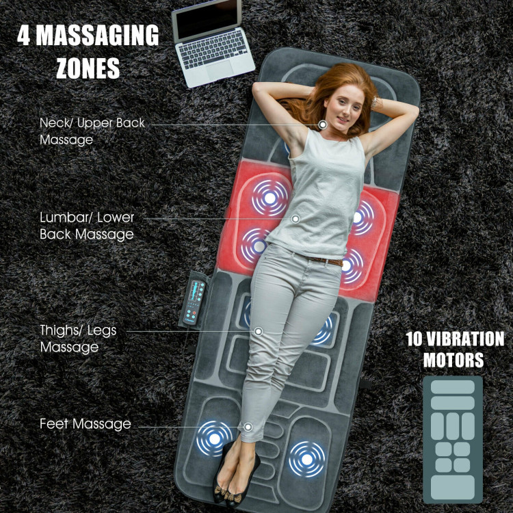 Foldable Massage Mat with Heat and 10 Vibration MotorsCostway Gallery View 6 of 12