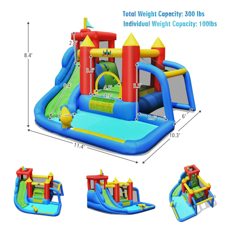 Inflatable Bouncer Bounce House with Water Slide Splash Pool without BlowerCostway Gallery View 5 of 12
