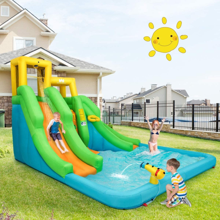 Inflatable Water Park Bounce House with Climbing Wall without BlowerCostway Gallery View 6 of 11