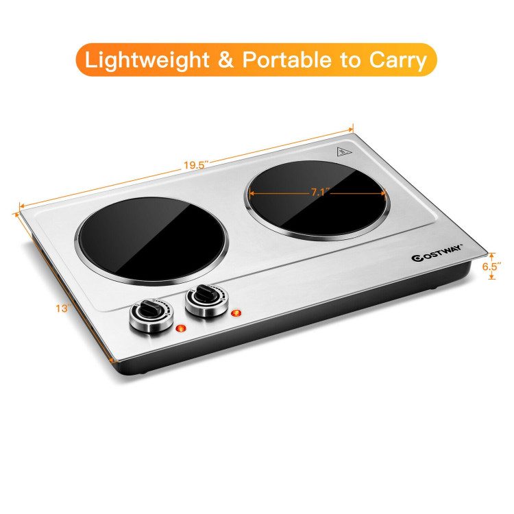 1800W Stainless Steel Infrared Cooktop with Non-slipping Feet and Adjustable TemperatureCostway Gallery View 5 of 13