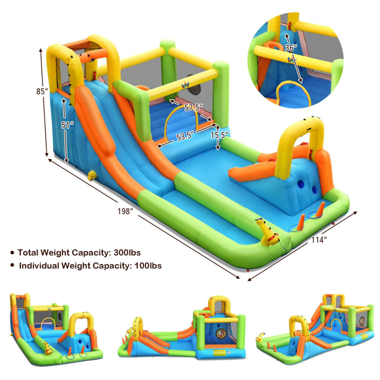 Inflatable Water Slide Park Bounce House Without BlowerCostway Gallery View 4 of 12