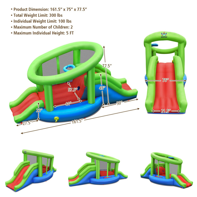 Inflatable Dual Slide Basketball Game Bounce House Without BlowerCostway Gallery View 4 of 12