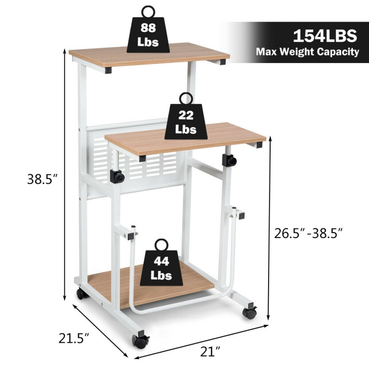 Height Adjustable Mobile Computer Stand-Up Desk with 2 ModesCostway Gallery View 4 of 11