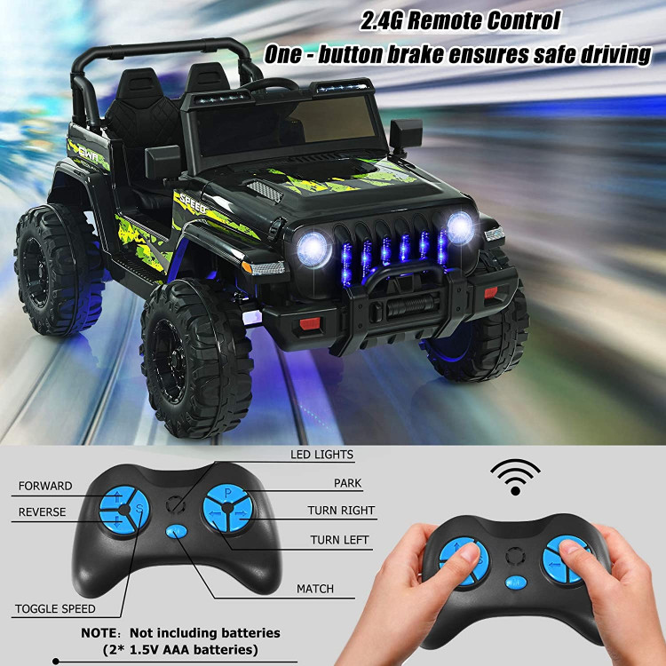 12V Kids Ride-on Jeep Car with 2.4 G Remote Control-BlackCostway Gallery View 2 of 7