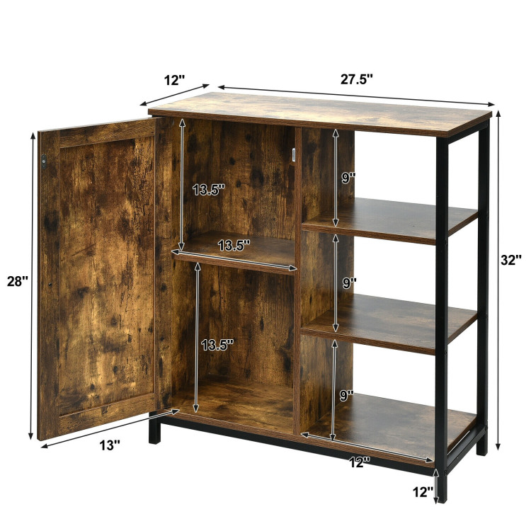 Multipurpose Freestanding Storage Cabinet with 3 Open Shelves and DoorsCostway Gallery View 6 of 12