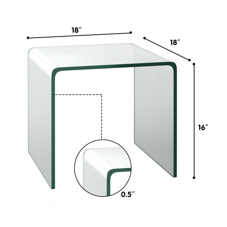 Tempered Glass End Table with Waterfall Edges and Non-Slip PadCostway Gallery View 4 of 11