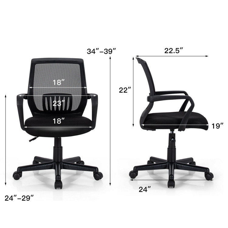 Mid-Back Mesh Height Adjustable Executive Chair with Lumbar SupportCostway Gallery View 4 of 11
