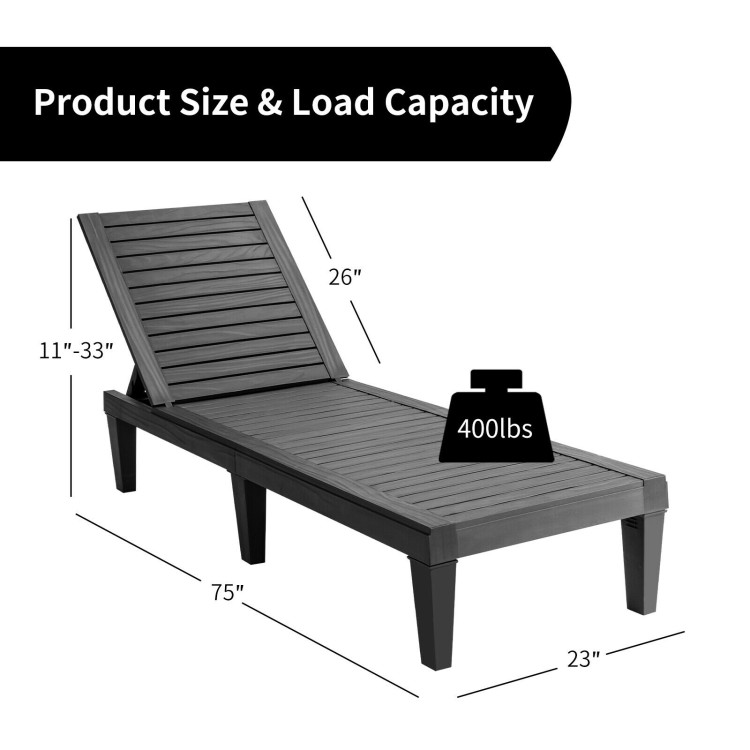 Outdoor Recliner Chair with 5-Position Adjustable Backrest-BlackCostway Gallery View 4 of 12