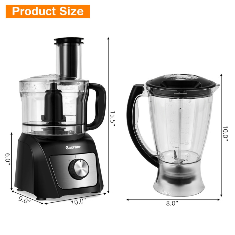 8 Cup Food Processor 500W Variable Speed Blender Chopper with 3 BladesCostway Gallery View 5 of 12