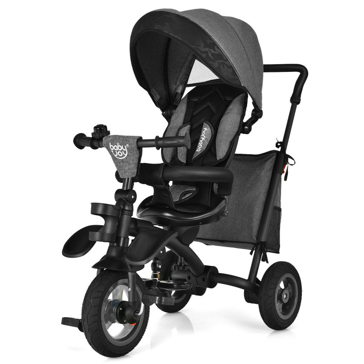 7-In-1 Baby Folding Tricycle Stroller with Rotatable Seat-GrayCostway Gallery View 4 of 4