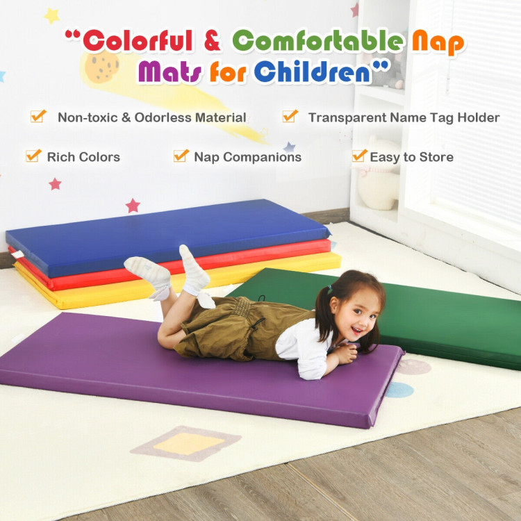 Constructive Playthings Two-Tone Deluxe Rest Mats, 3-Section 2 Inch Thick  Foam Mat for Classroom and Day Care