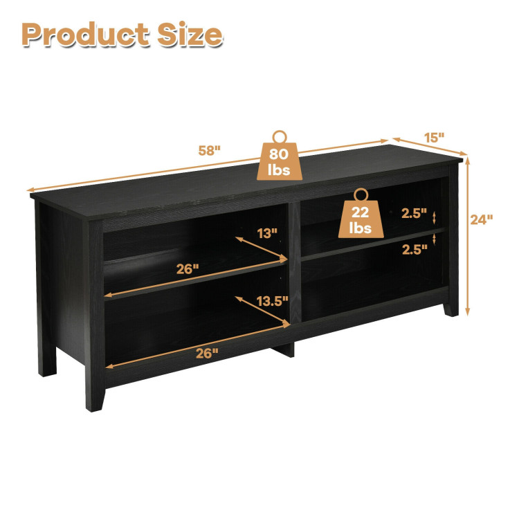 4-Cubby TV Stand for TV's up to 65 Inch with 3-Position Height Adjustable ShelfCostway Gallery View 4 of 12