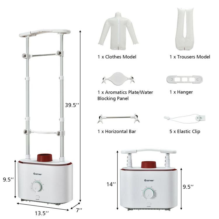 Inflatable Drying and Ironing Machine 1050W Automatic Garment Steamer-WhiteCostway Gallery View 10 of 11