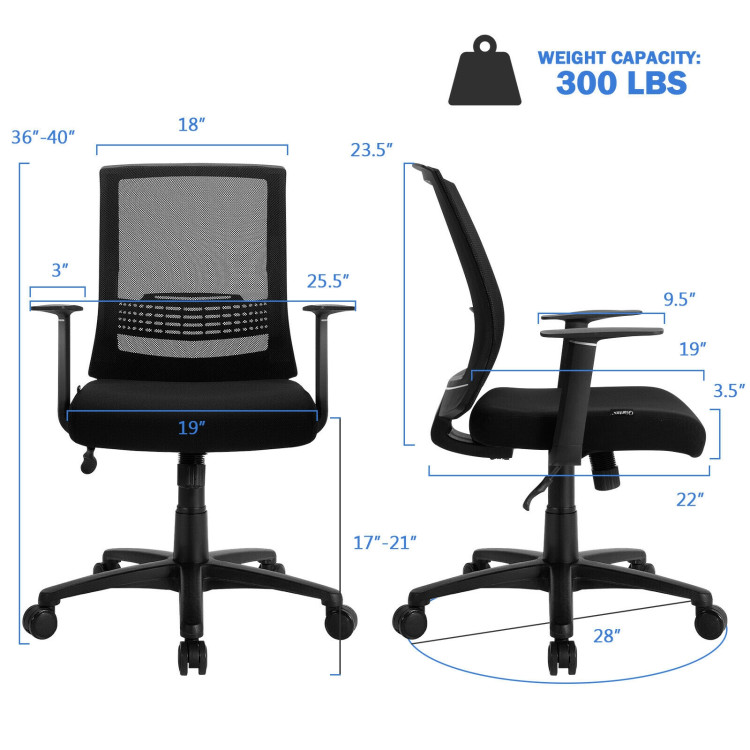 Adjustable Mid Back Mesh Office Chair with Lumbar SupportCostway Gallery View 4 of 11