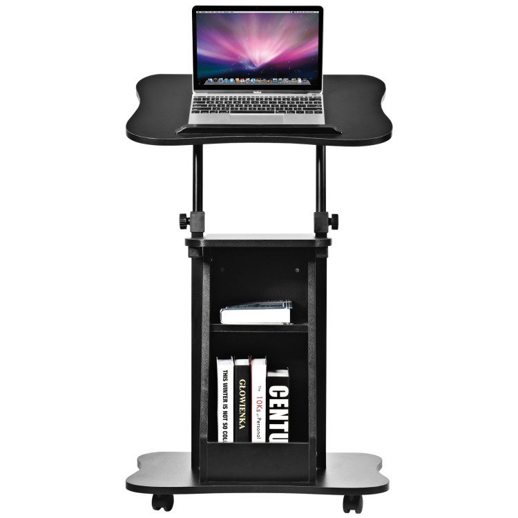 Sit-to-Stand Laptop Desk Cart Height Adjustable with Storage-BlackCostway Gallery View 10 of 13
