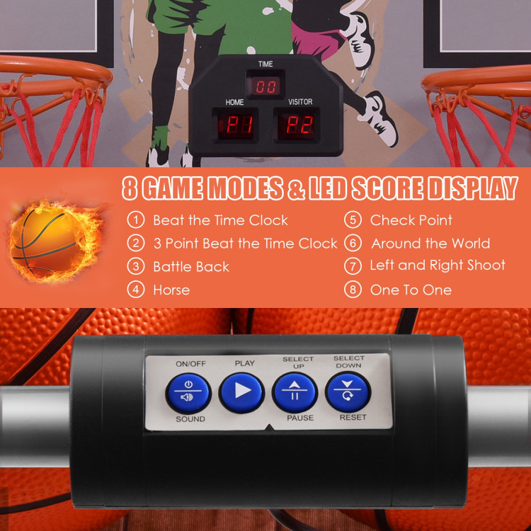 Indoor Double Electronic Basketball Game with 4 BallsCostway Gallery View 12 of 13