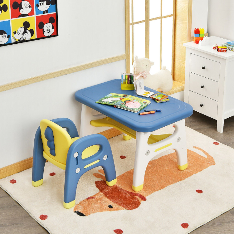 Kids Activity Table and Chair Set with Montessori Toys for Preschool and Kindergarten-BlueCostway Gallery View 12 of 12