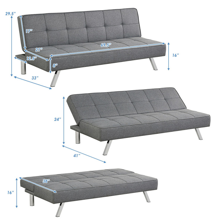 3-Seat Convertible Sofa Bed with High-Density Sponge for Living RoomCostway Gallery View 4 of 12