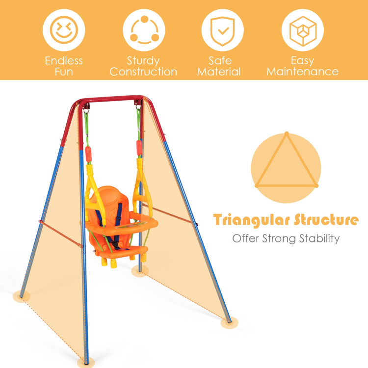 Toddler Swing Set High Back Seat with Swing SetCostway Gallery View 11 of 14
