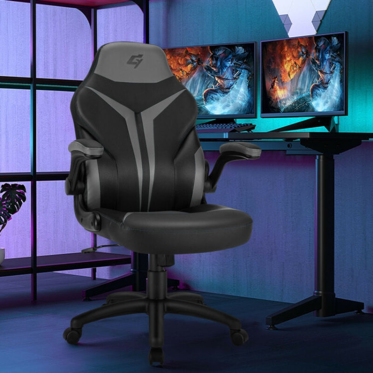 Height Adjustable Swivel High Back Gaming Chair Computer Office Chair-GrayCostway Gallery View 1 of 12