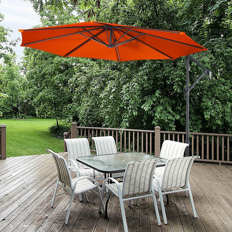 10 Feet Patio Outdoor Sunshade Hanging Umbrella without Weight BaseCostway Gallery View 36 of 40