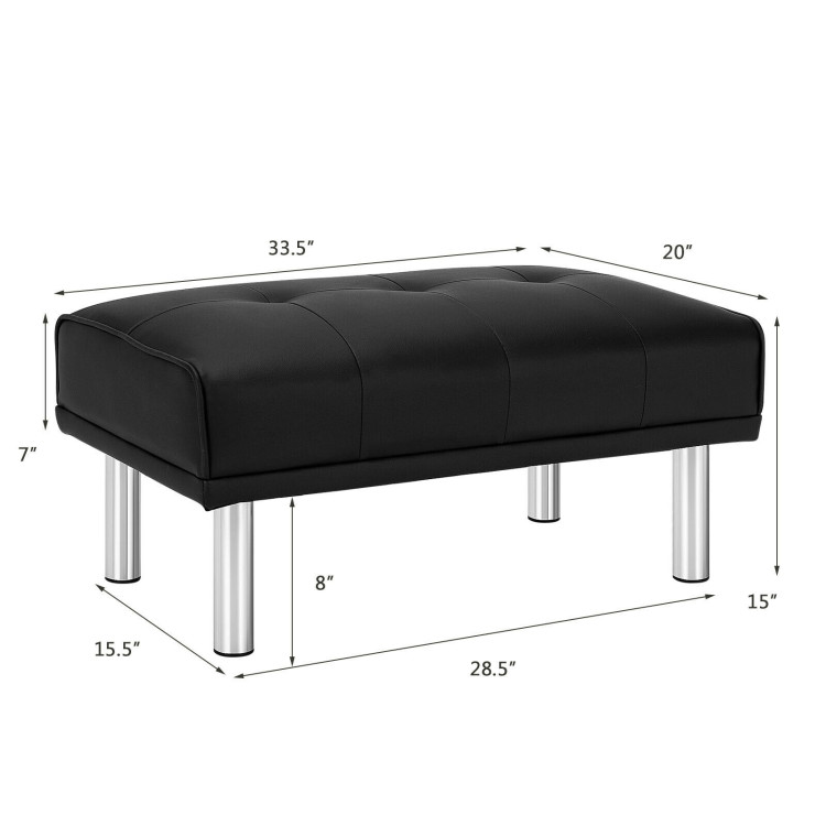 Rectangle Tufted Ottoman with Stainless Steel Legs for Living Room-BlackCostway Gallery View 4 of 12