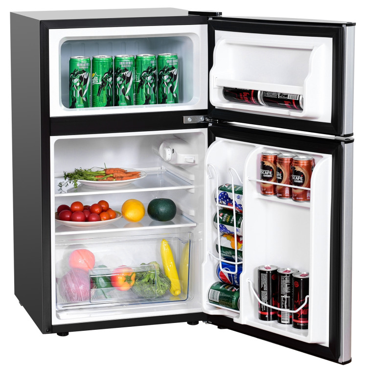 3.2 cu ft. Compact Stainless Steel Refrigerator-GrayCostway Gallery View 8 of 14