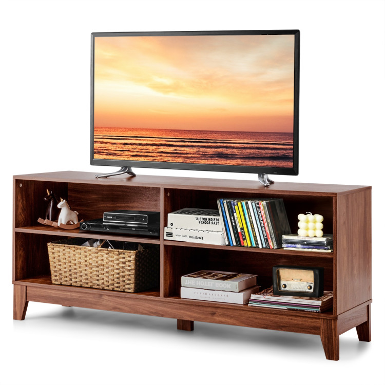 58 Inch Modern Entertainment Media Center Wood TV Stand-WoodCostway Gallery View 3 of 12